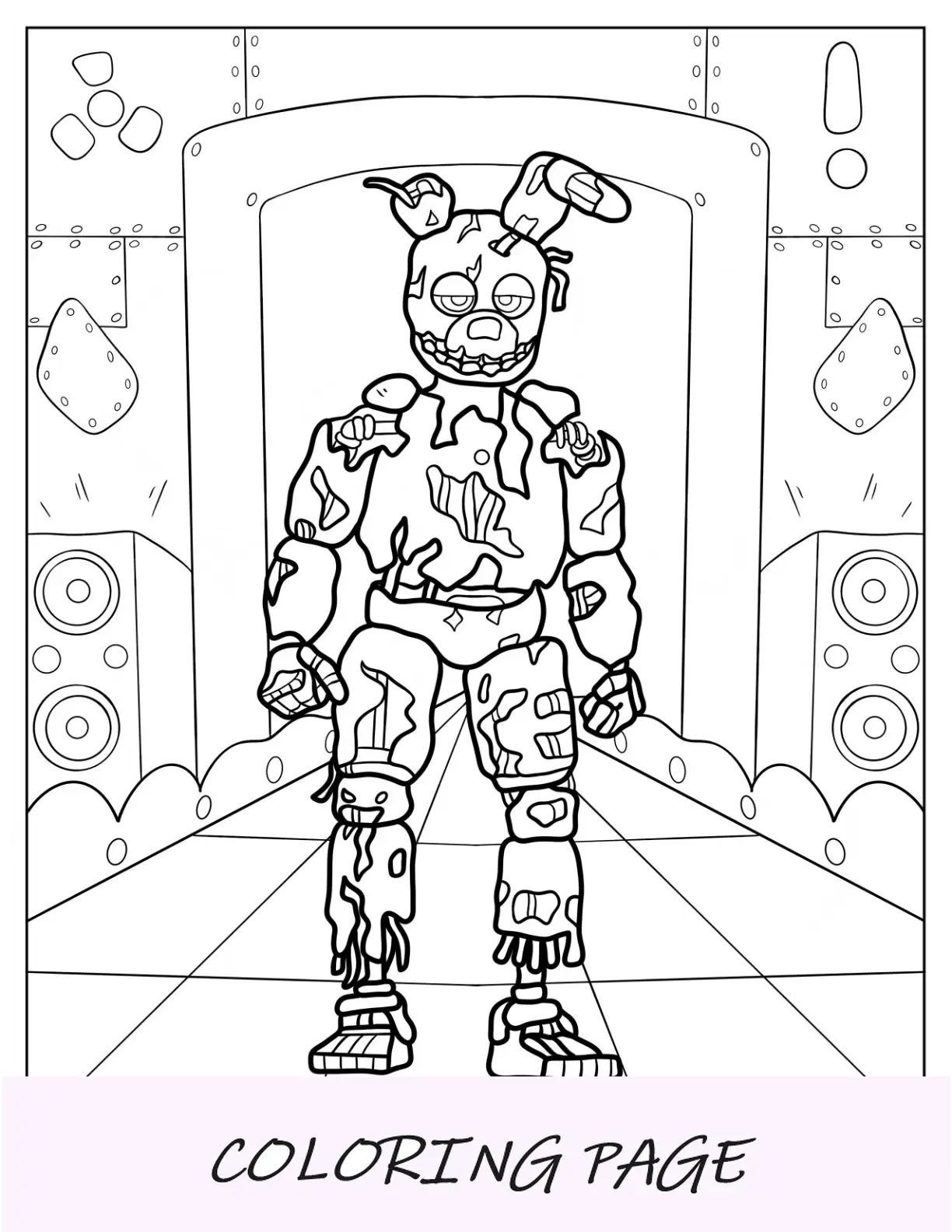 Página para colorir de scraptrap detalhada assustadora