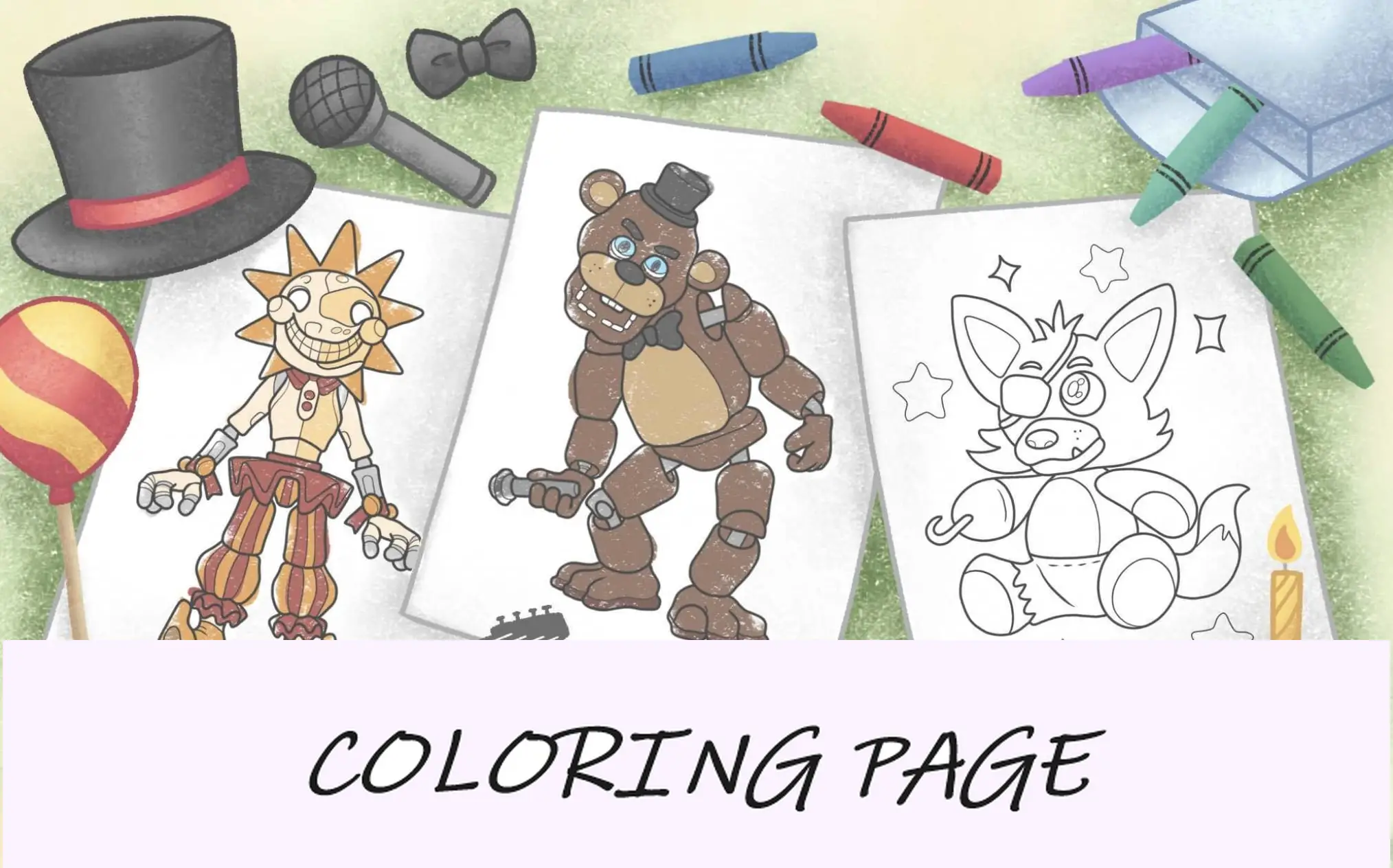 cinco noites no Freddy's para colorir imagem em destaque
