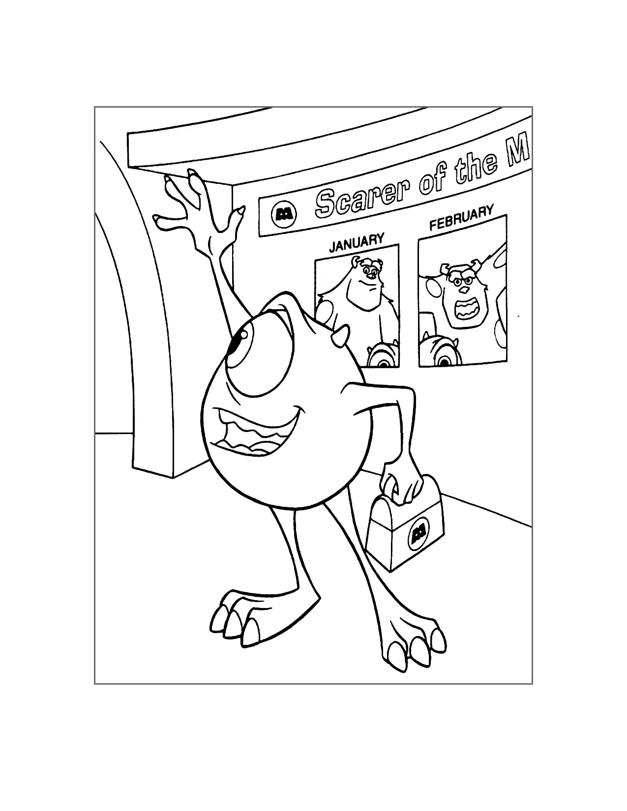 Mike Wazowski At Work Coloring Page