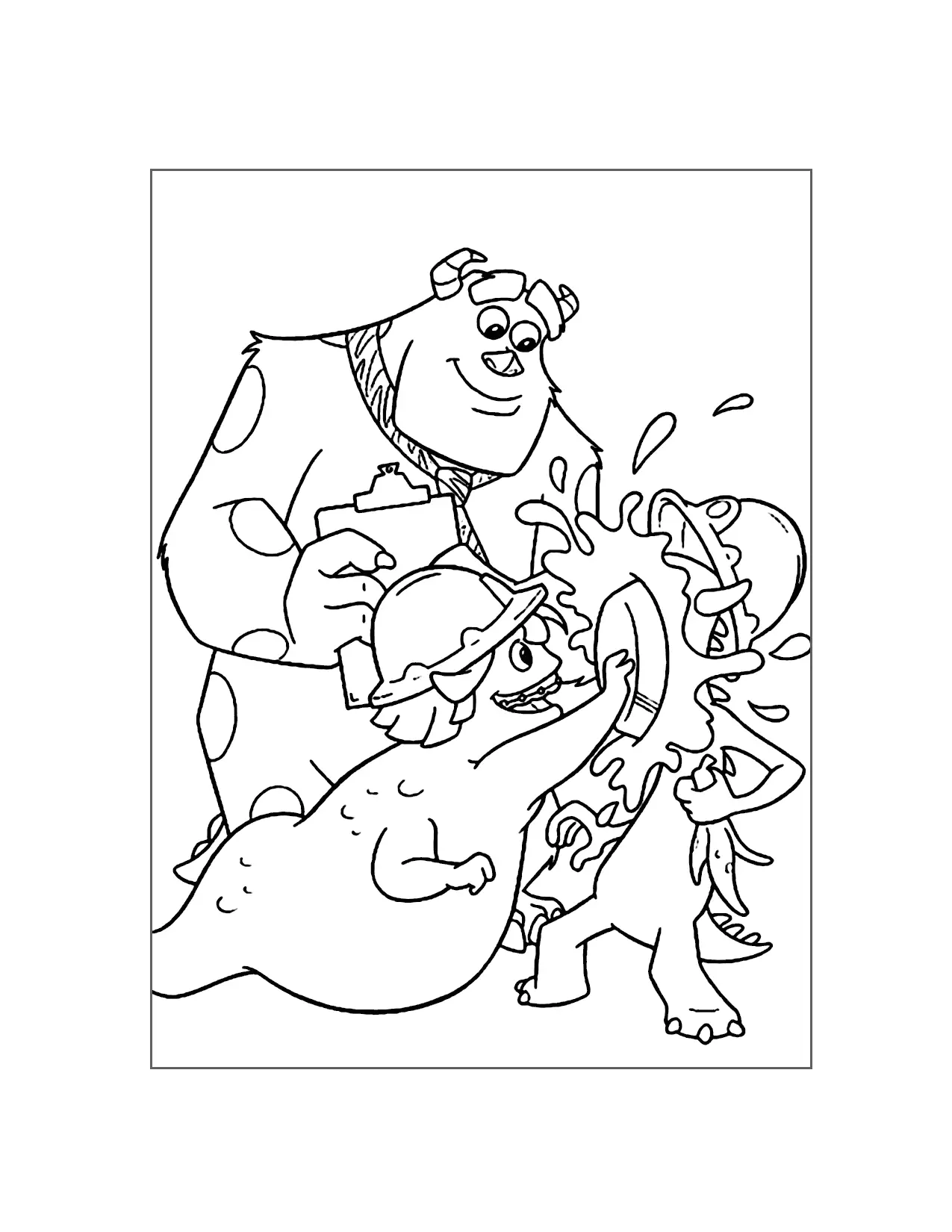 Pie In The Face Funny Monsters Inc Coloring Page