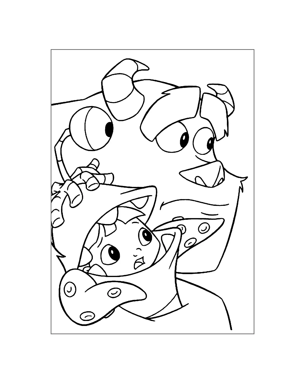 Boo And Sulley Escape Coloring Page