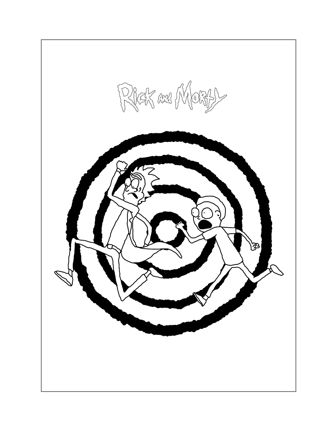 Rick And Morty Running Through Portal Coloring Page