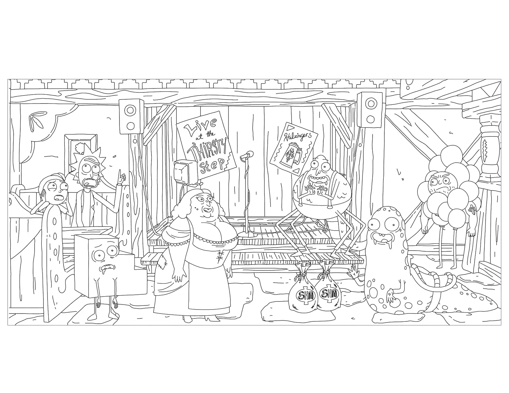 Rick And Morty Club Coloring Page