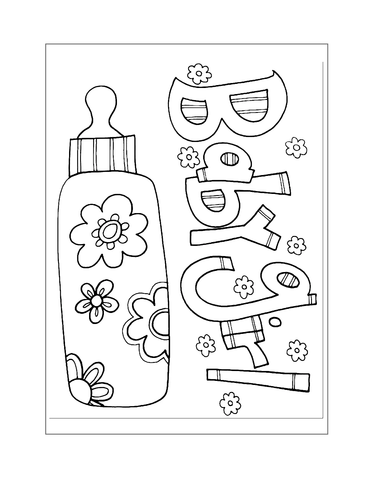 Baby Girl Bottle Coloring Sheet