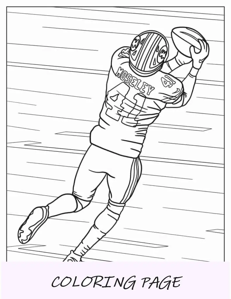 Jugador receptor de fútbol para colorear