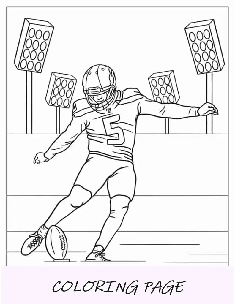 Hoja para colorear de pateador de fútbol americano de la NFL