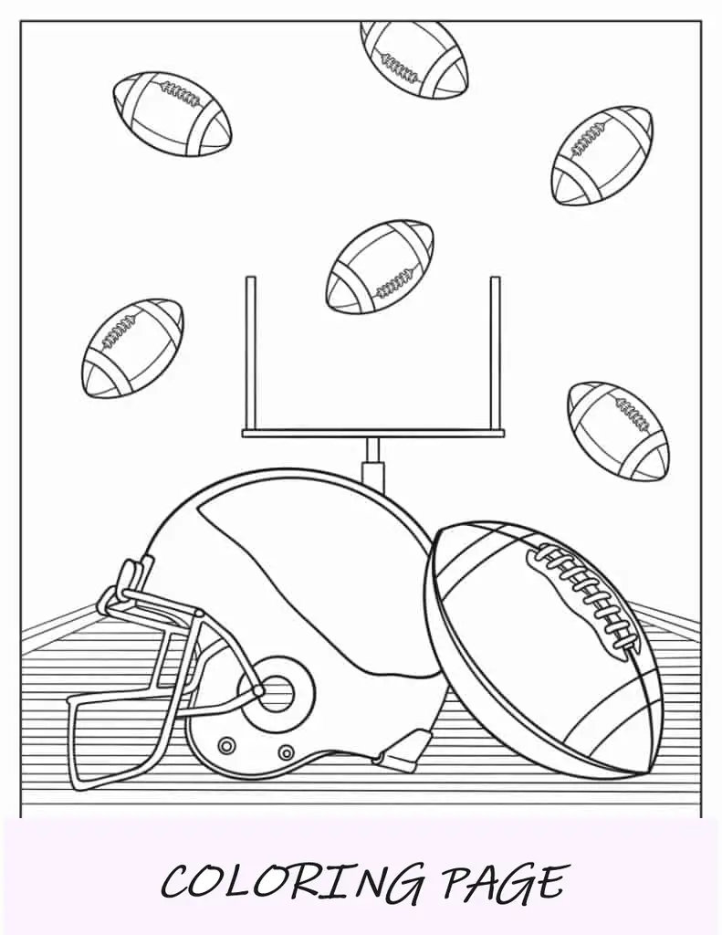 Balones y postes de portería con temática de la NFL para colorear