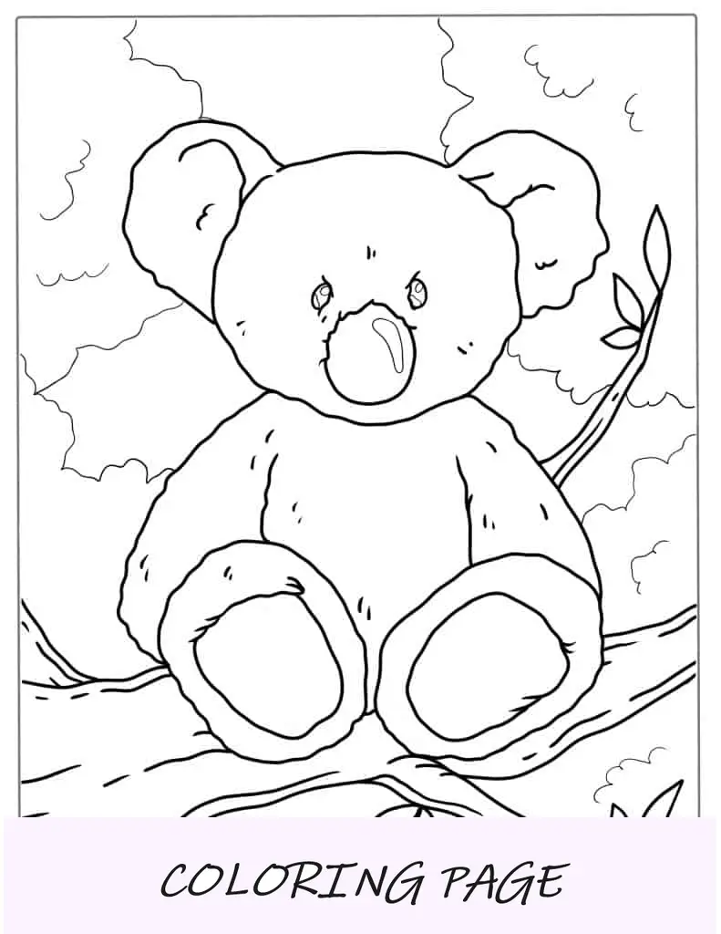 Imagem para colorir de ursinho coala para crianças