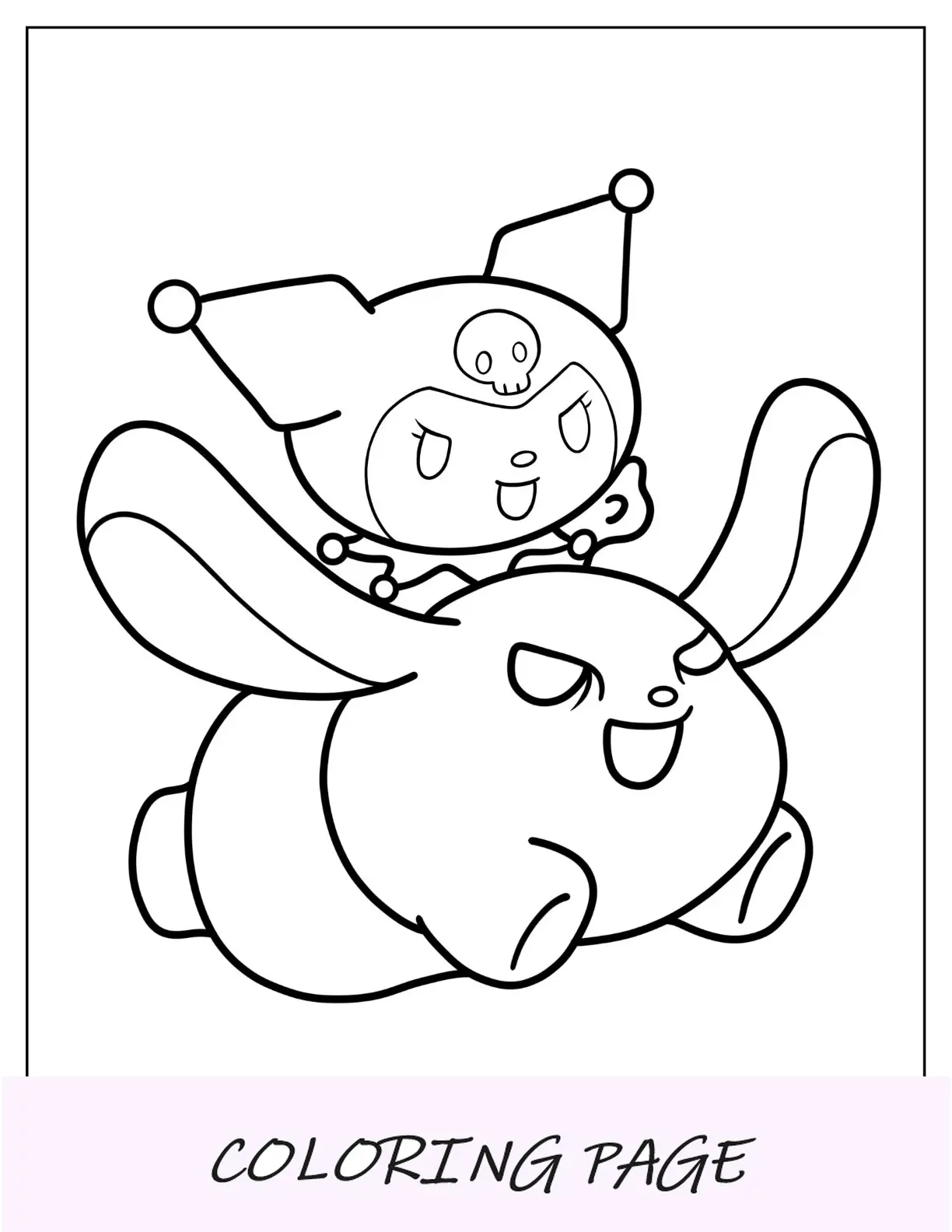 Pagina da colorare di Kuromi con Baku volante