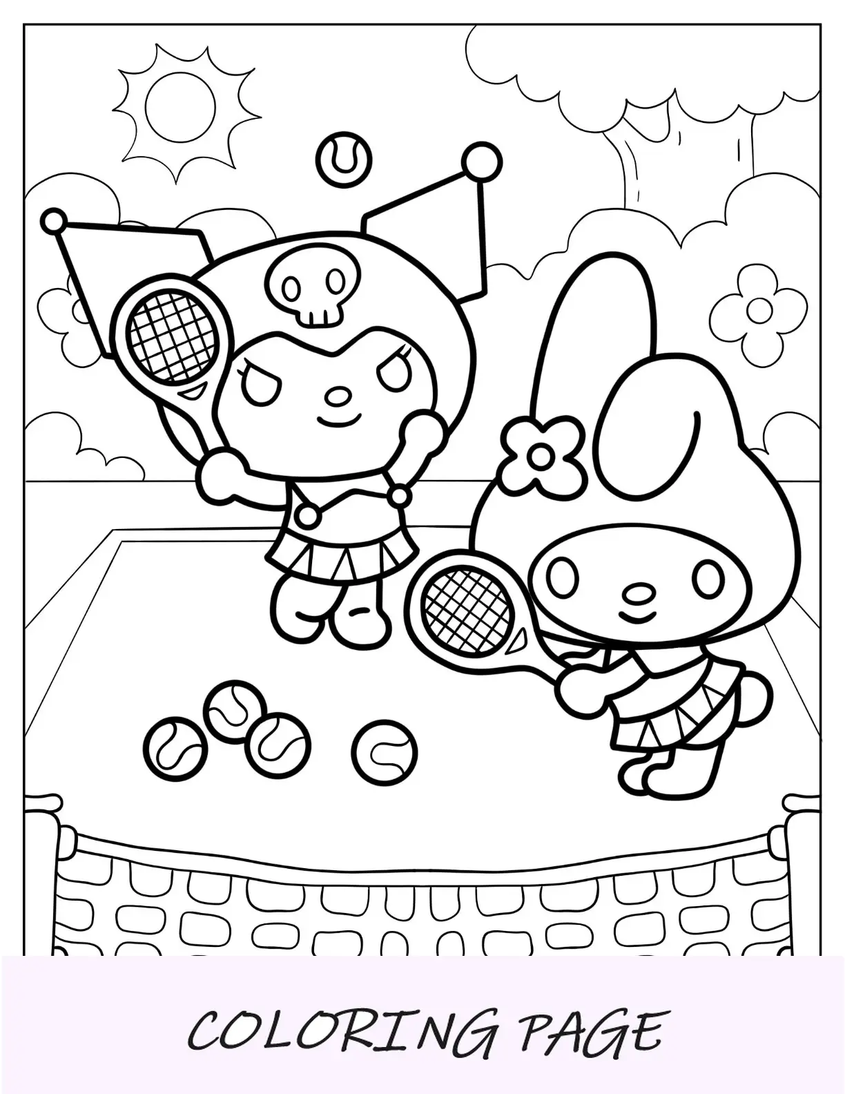Kuromi da colorare giocando a tennis con la mia melodia