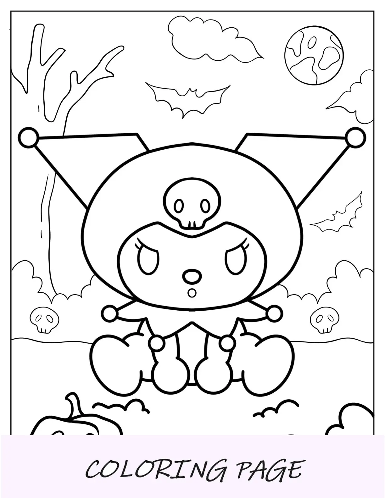 Pagina da colorare di Kuromi Halloween Kawaii
