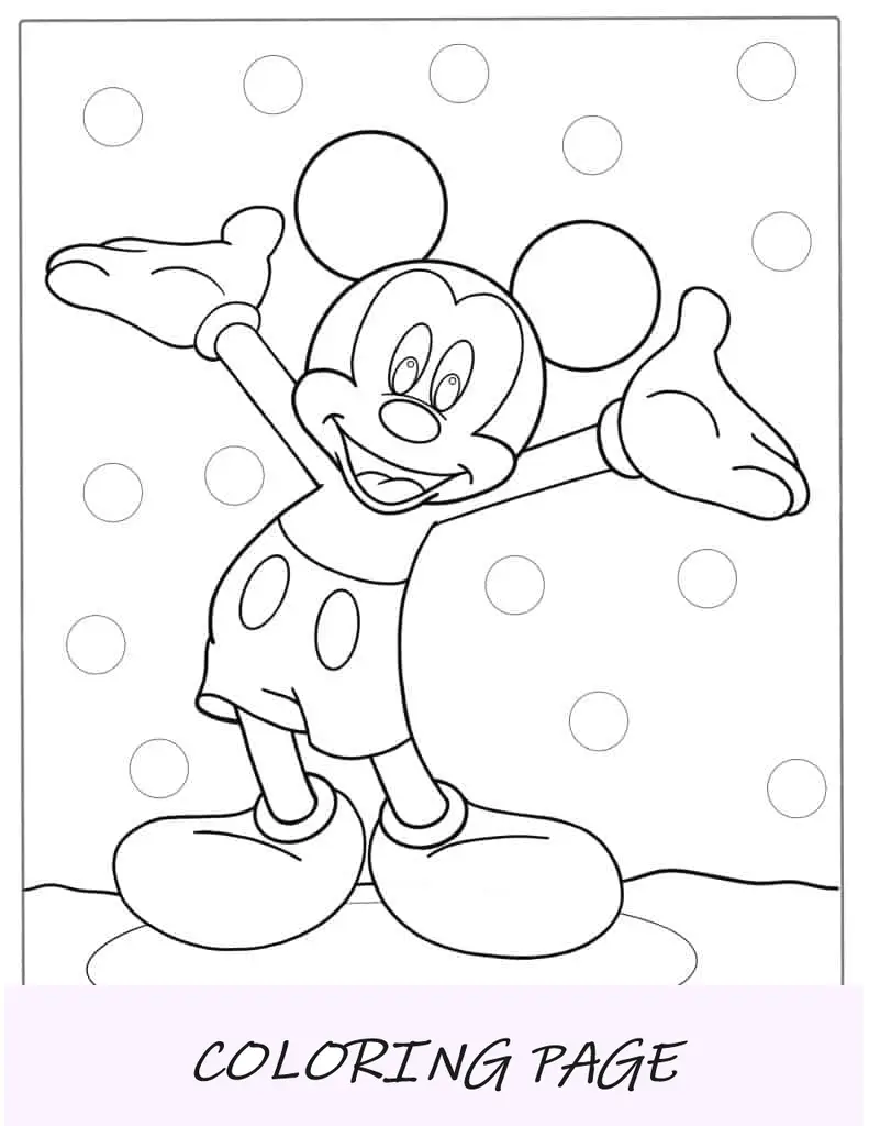 Pagina da colorare facile di Topolino per bambini