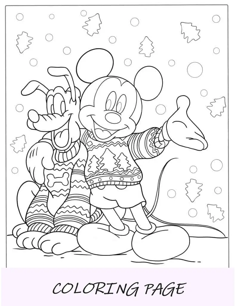 Topolino e Plutone indossano maglioni natalizi