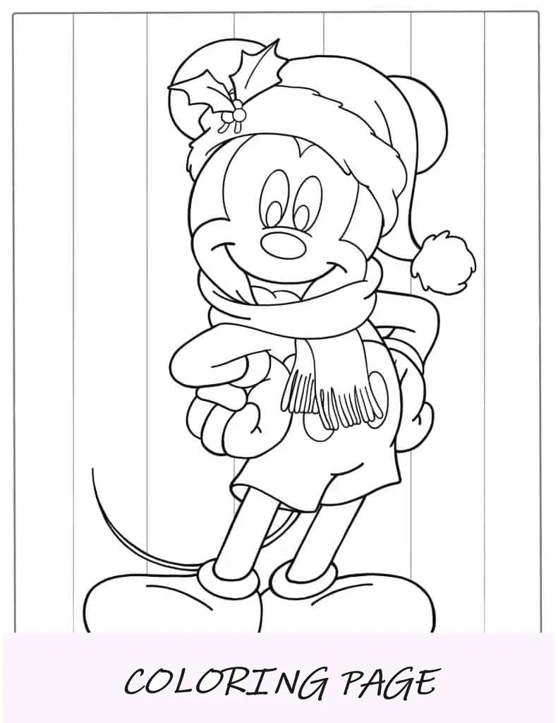 Topolino vestito con abiti natalizi