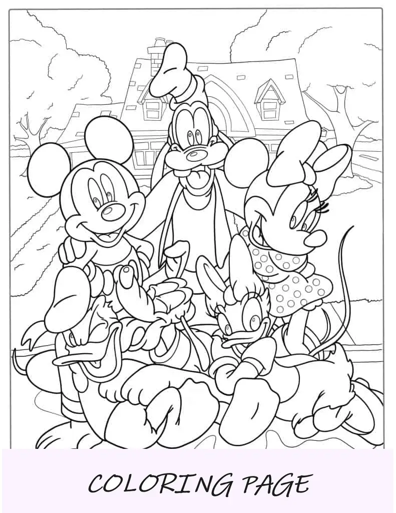 Topolino con gli amici da colorare