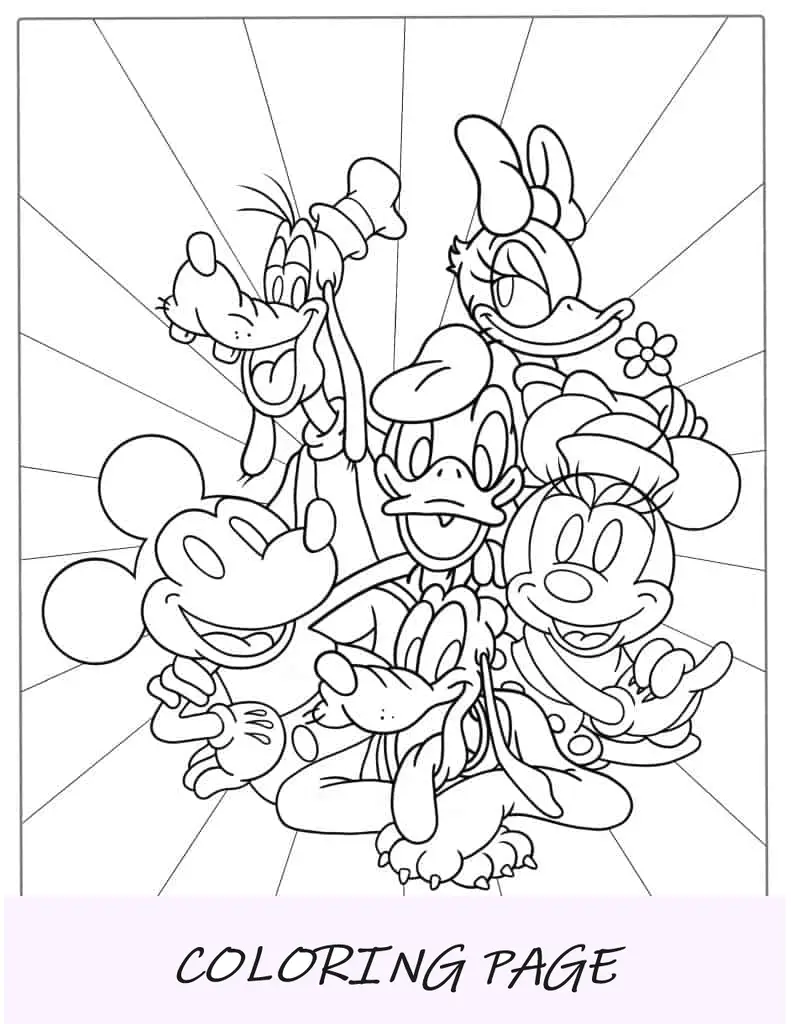 Topolino con Paperino, Daffy, Minnie, Plutone e Pippo