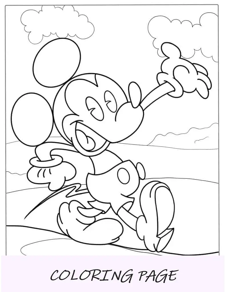 Foglio da colorare retrò di Topolino