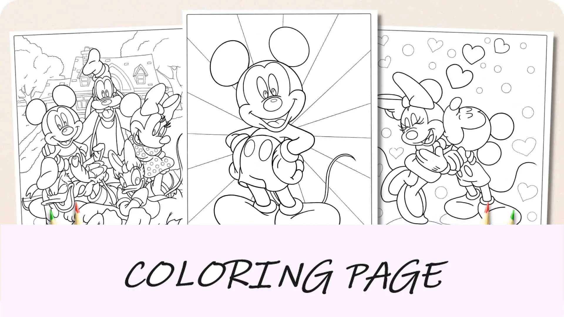 Immagine in evidenza delle pagine da colorare di Topolino