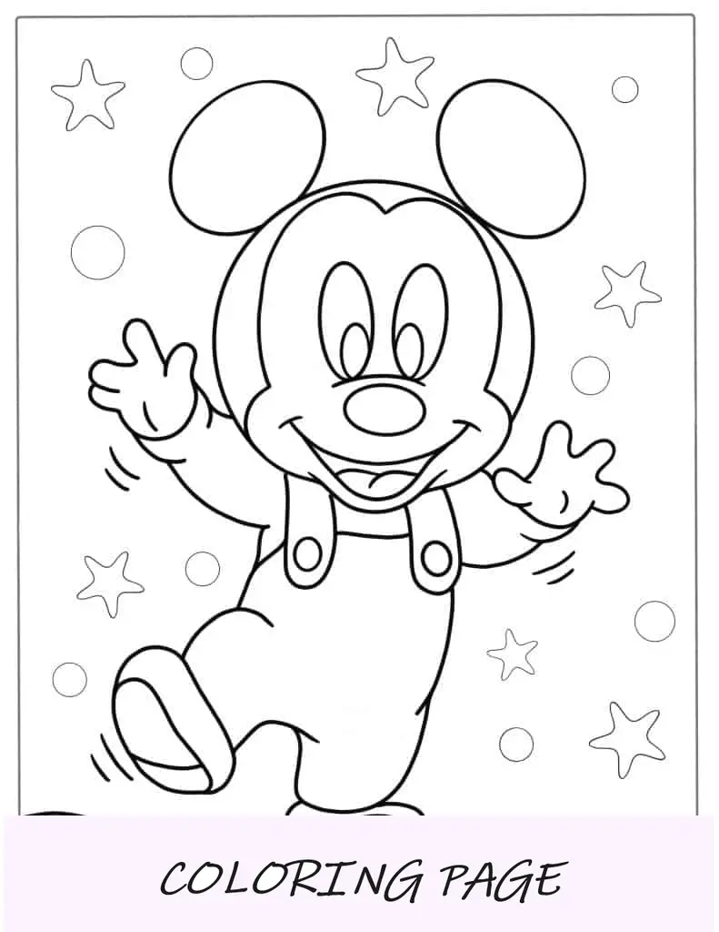 Semplice pagina da colorare di Topolino