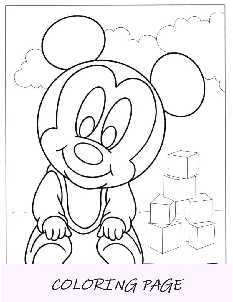Pagina da colorare di Topolino per bambini per bambini in età prescolare