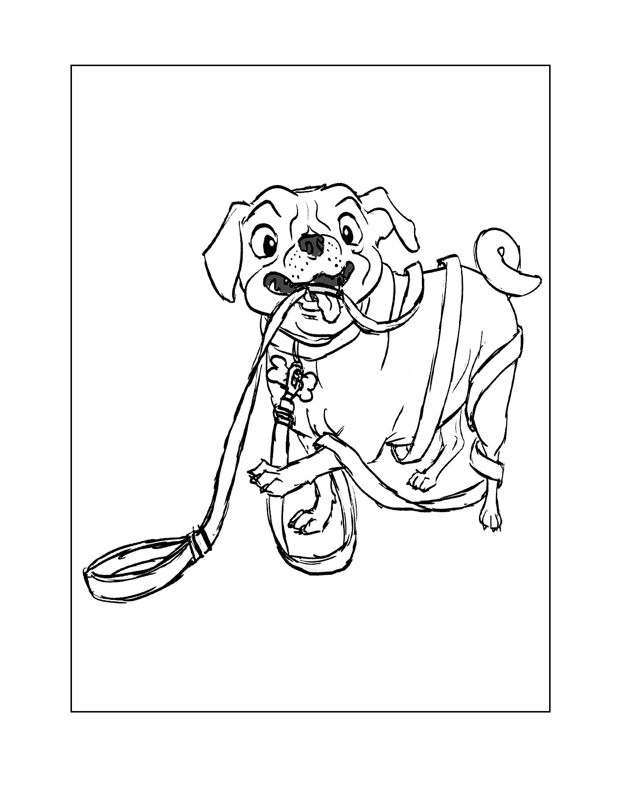 All Tied Up Pug Coloring Page