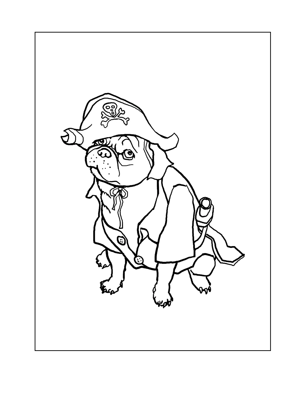 Pug In Pirate Costume Coloring Page
