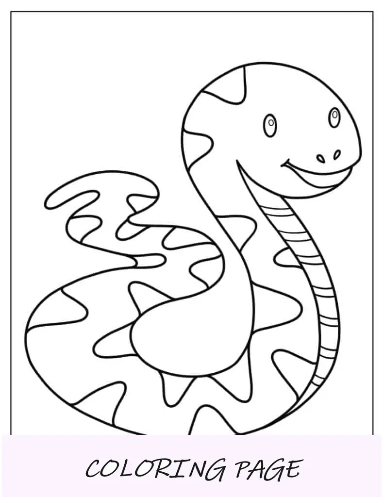 Página para colorear de serpiente para niños en edad preescolar