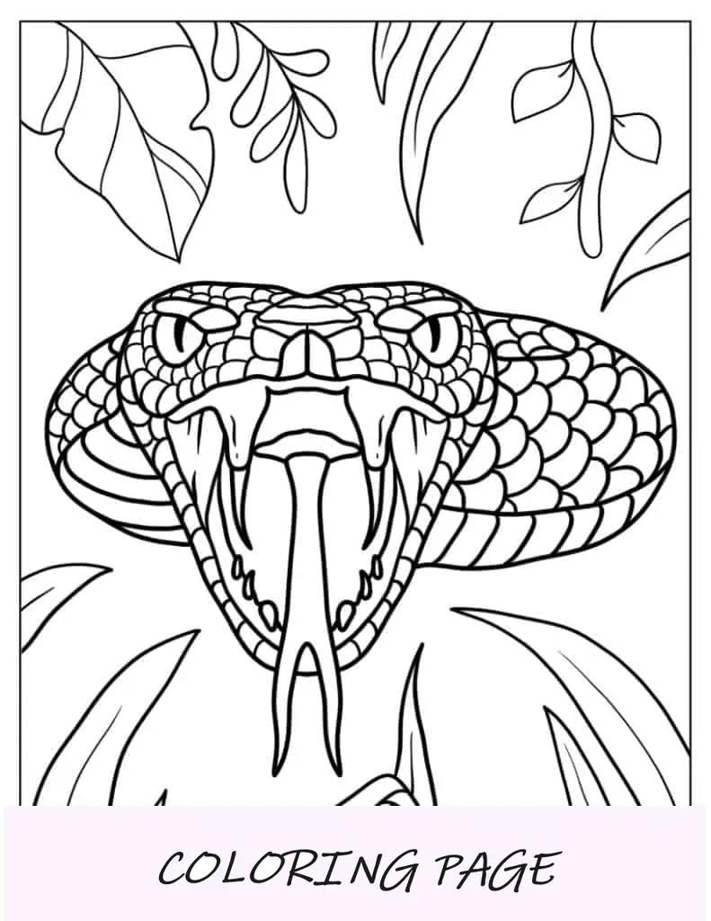 Serpiente de aspecto feroz con colmillos y lengua afuera