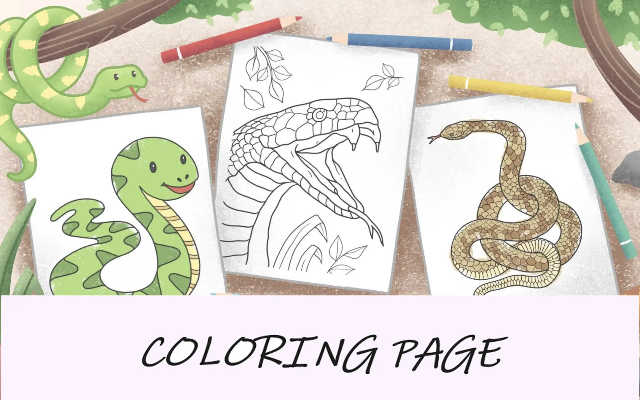 imagen destacada de serpiente para colorear