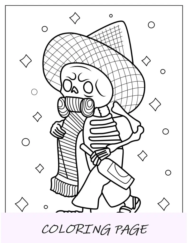 Esqueleto Kawaii Usando Sombrero