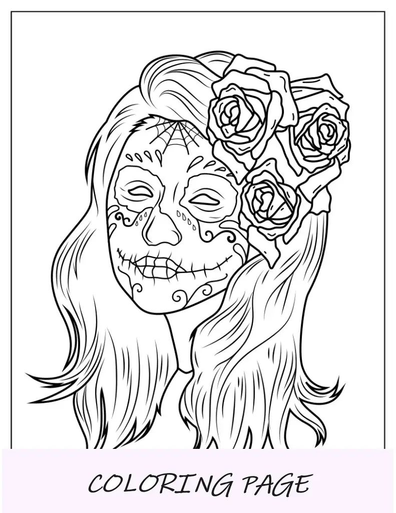 Menina com habilidade de açúcar, pintura facial para colorir