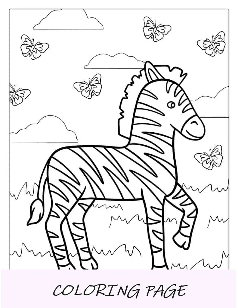 Fácil contorno de una cebra con rayas para colorear