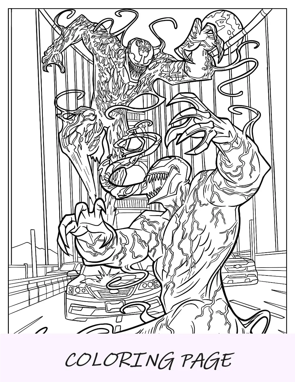 Venom Vs Carnage Para Colorear Peleando En El Puente Golden Gate