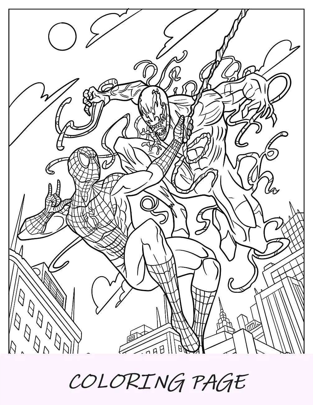 Dibujo para colorear de Spider-Man luchando contra Carnage