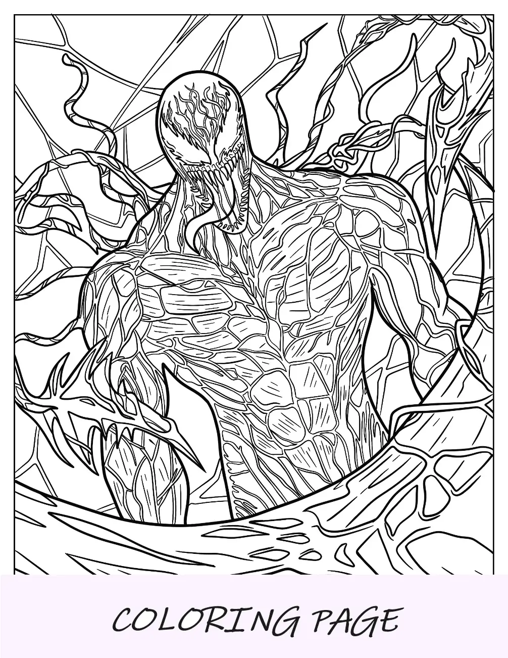 Página para colorear de Carnage realista con la lengua fuera