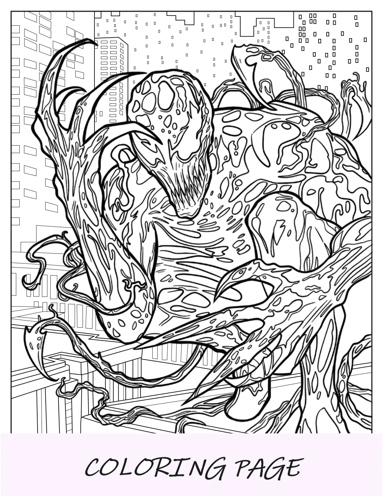 Página para colorear de Carnage realista en batalla