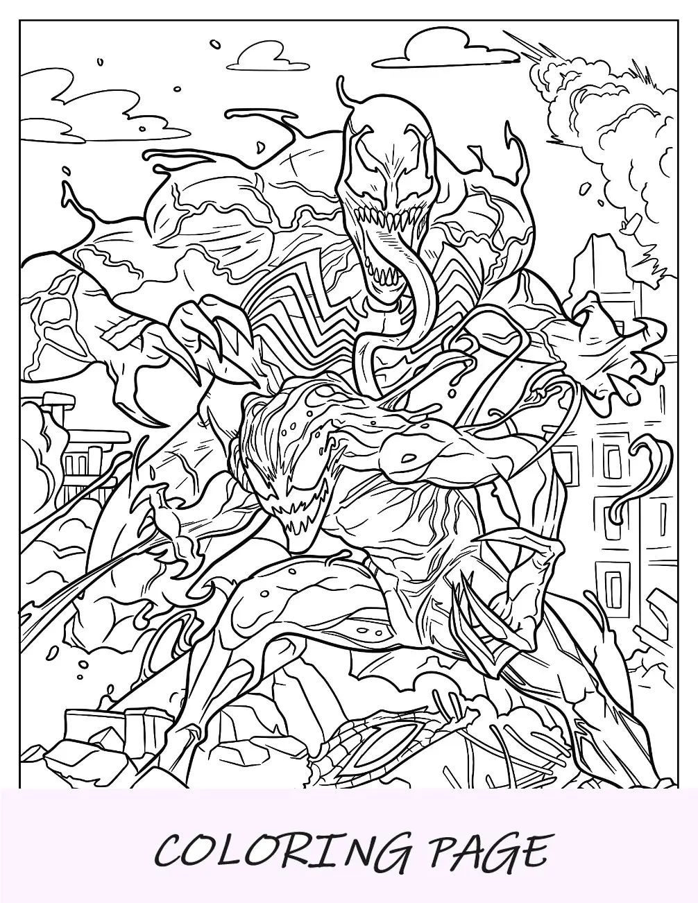 Venom luchando con Carnage para colorear