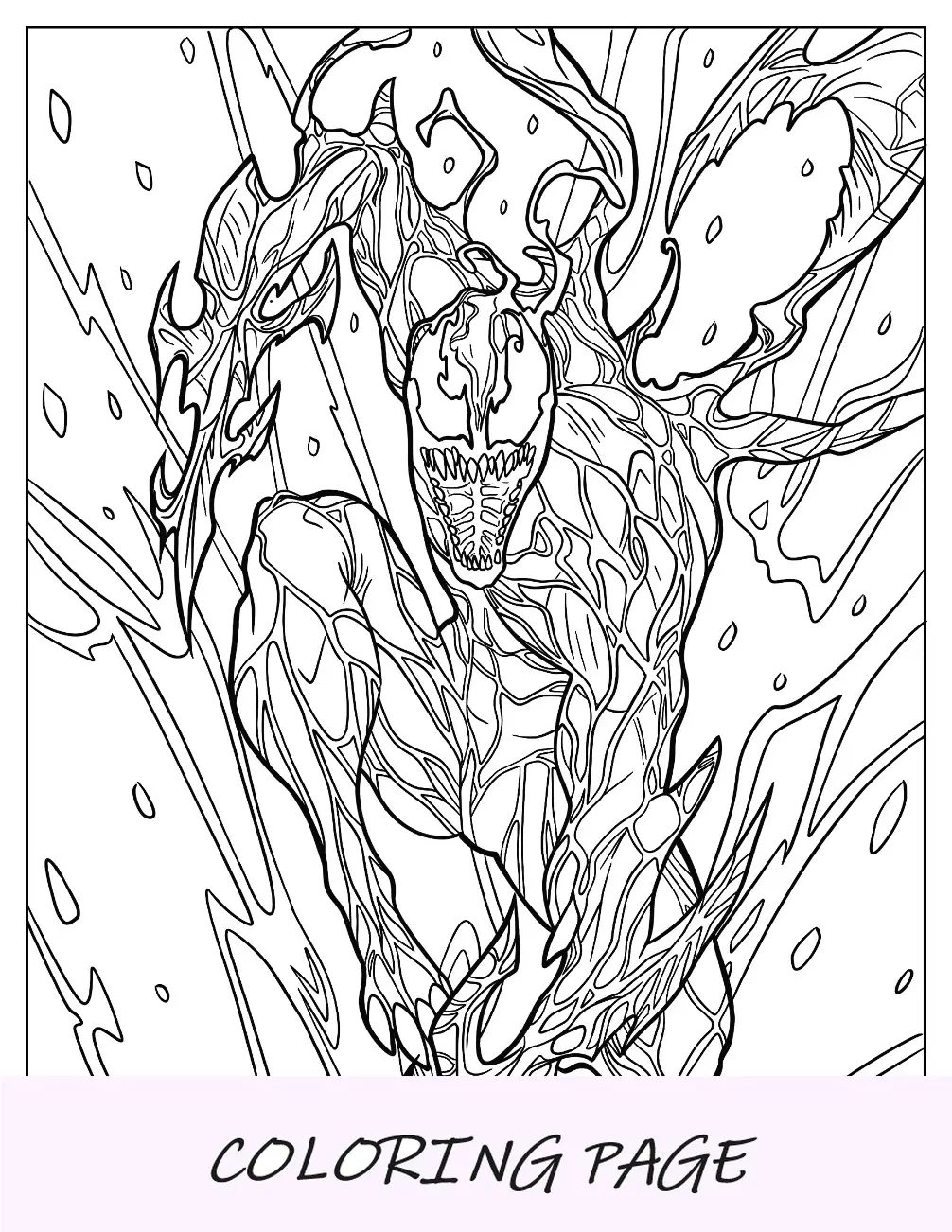 Página para colorear de Carnage en pose icónica