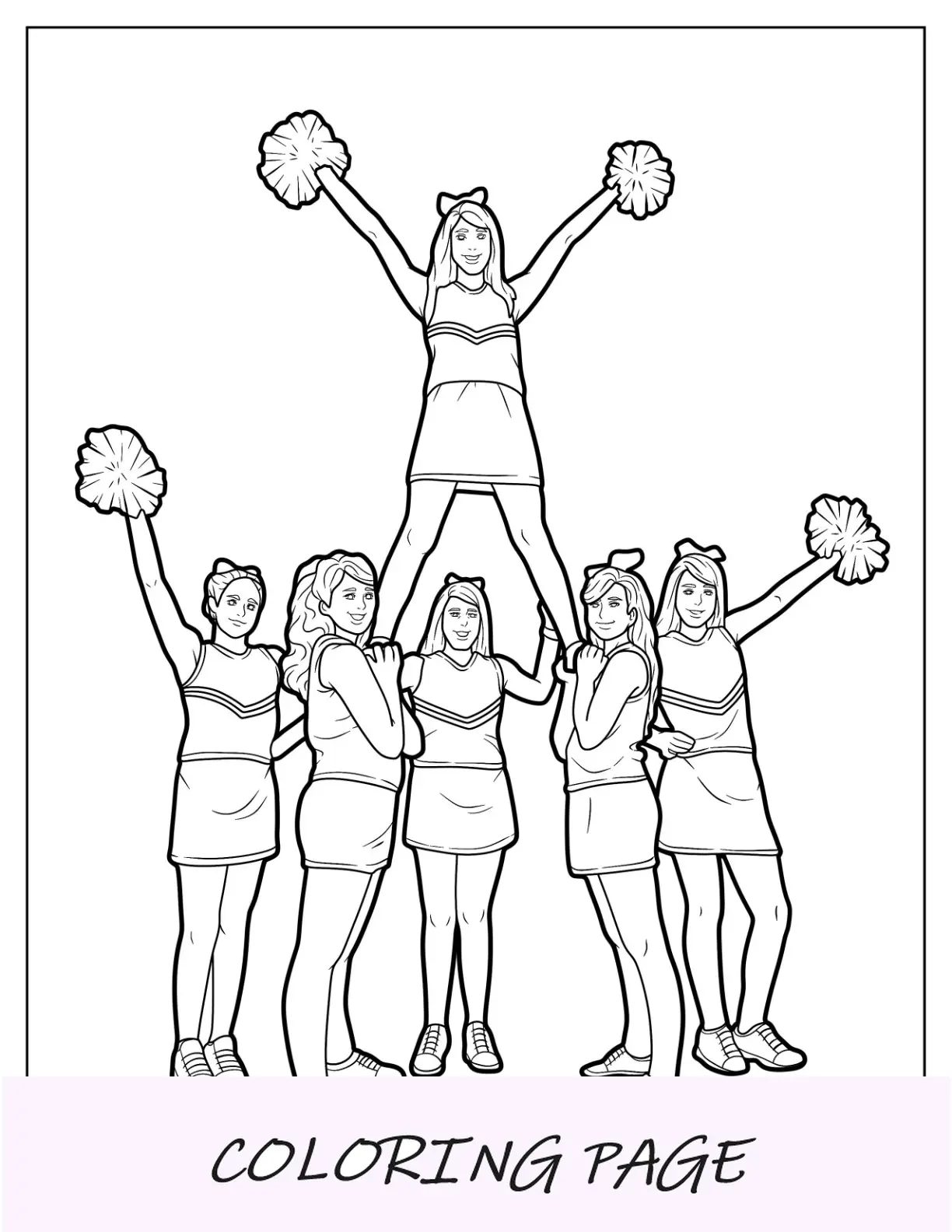Página para colorear de porristas de Easy Prep Cheerleading Lift
