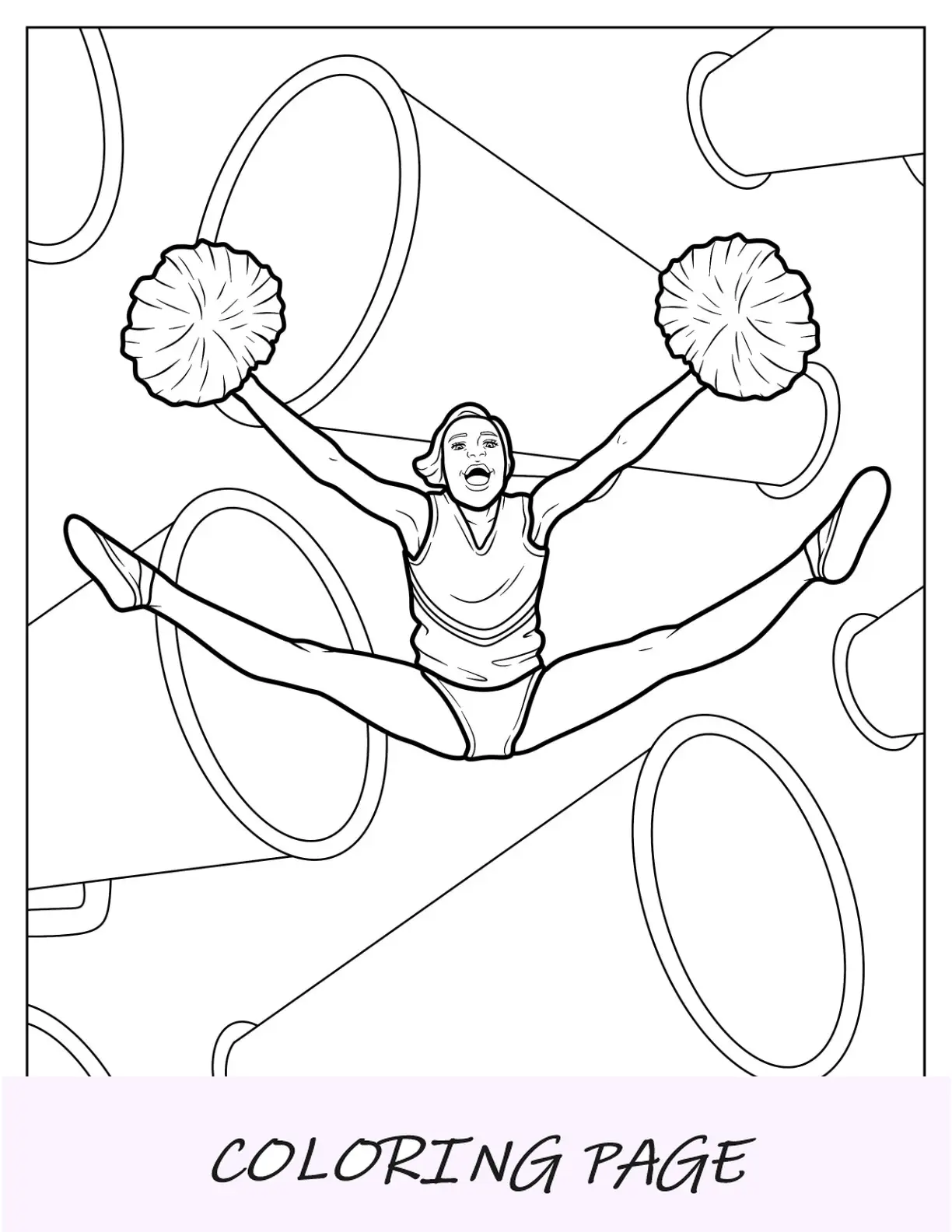 Dibujo para colorear de porristas de Jump Split