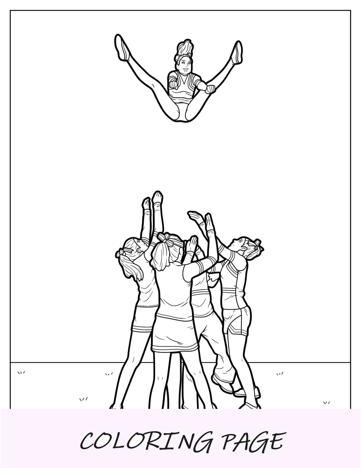 Página para colorear de porristas de Pike Basket Toss