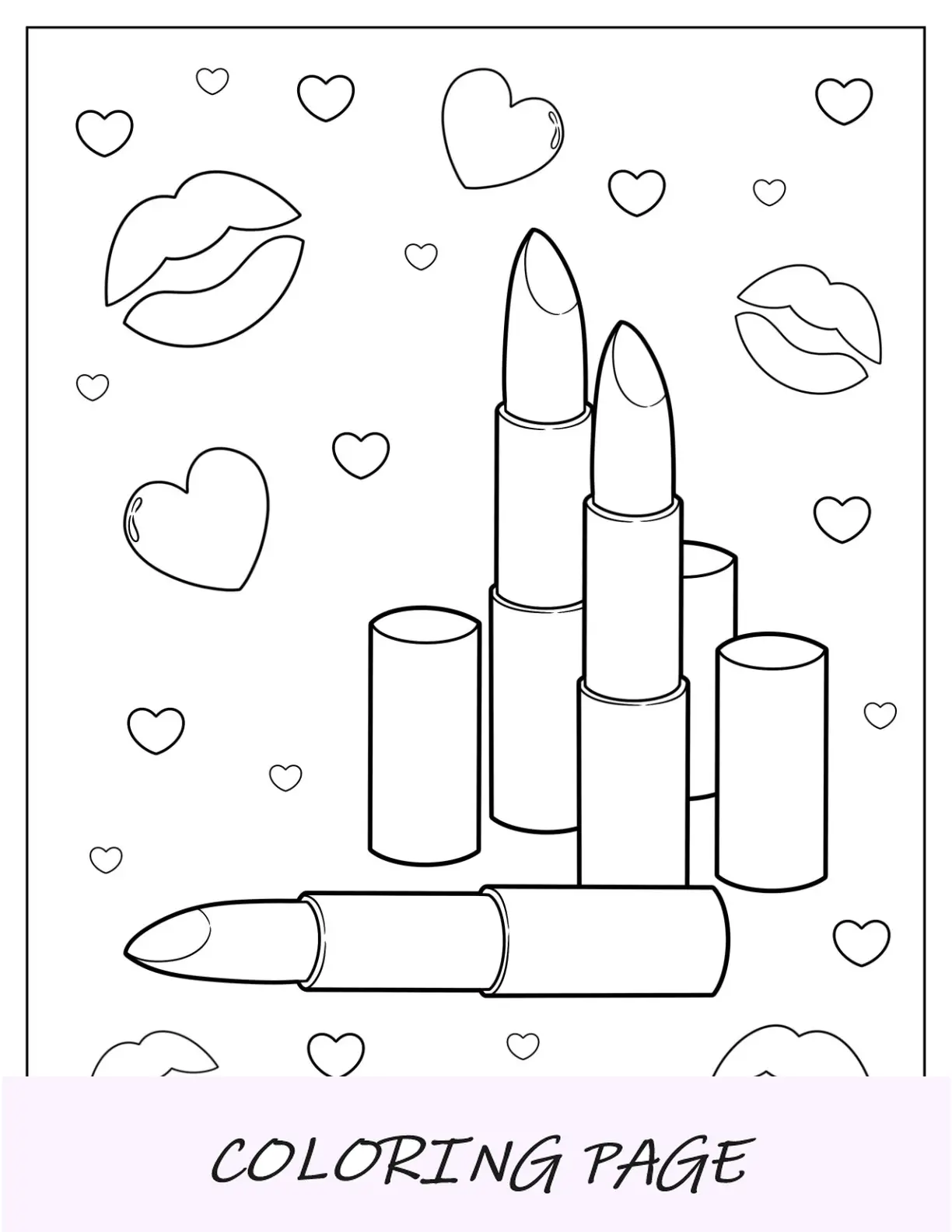 Trucco Pagina da colorare di tre tubi di rossetto con tappi rimossi
