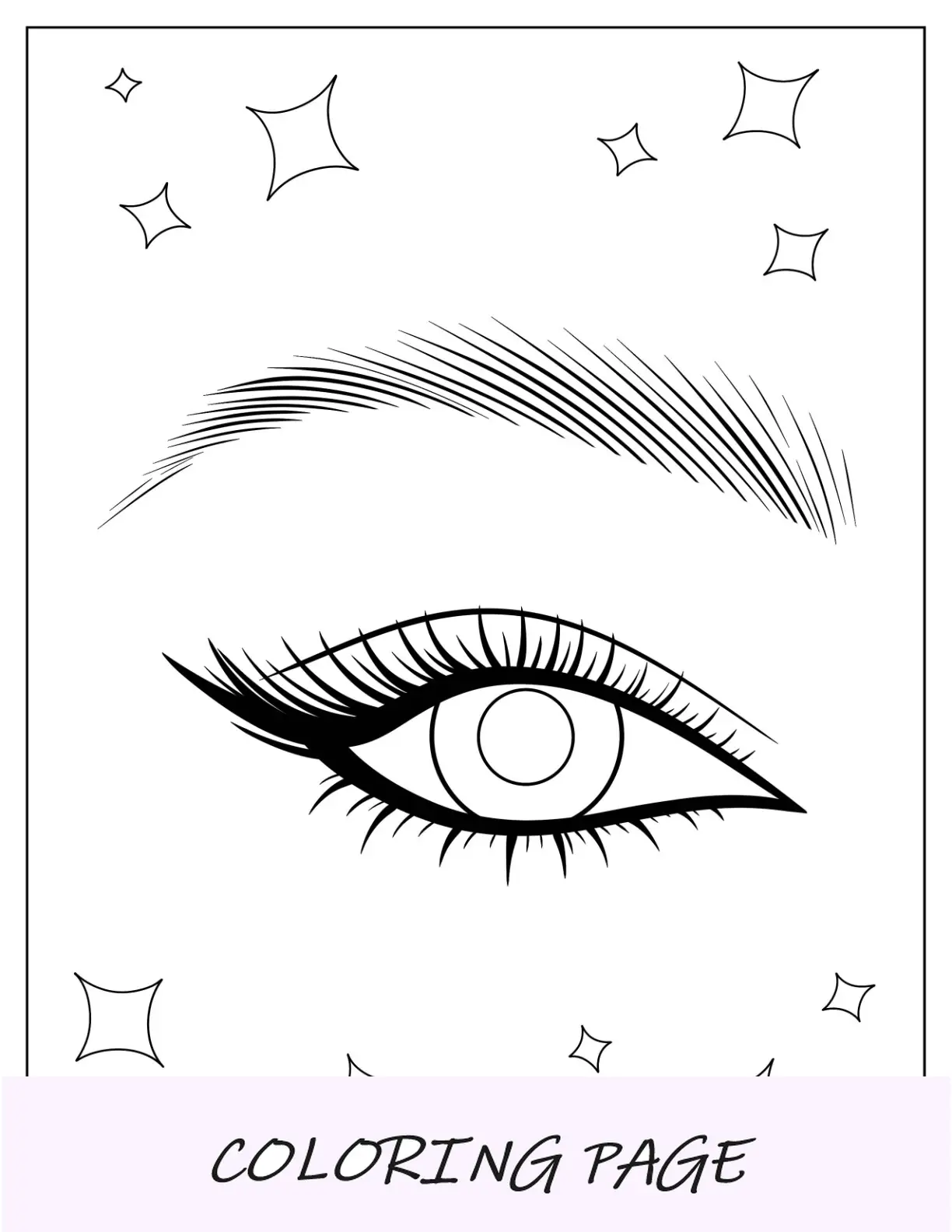 Trucco da colorare pagina di contorno realistico di sopracciglia e occhi con eyeliner