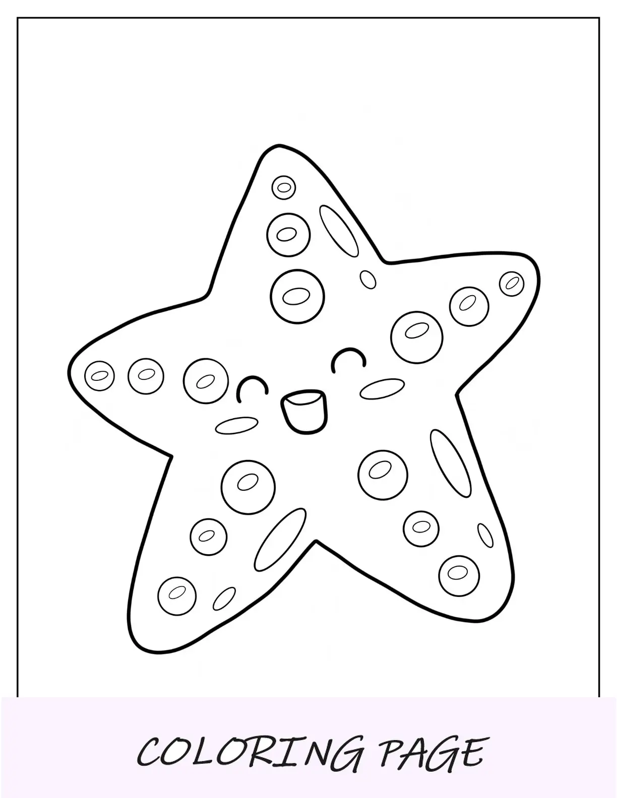 Página para colorir de estrela do mar sorridente de desenho animado