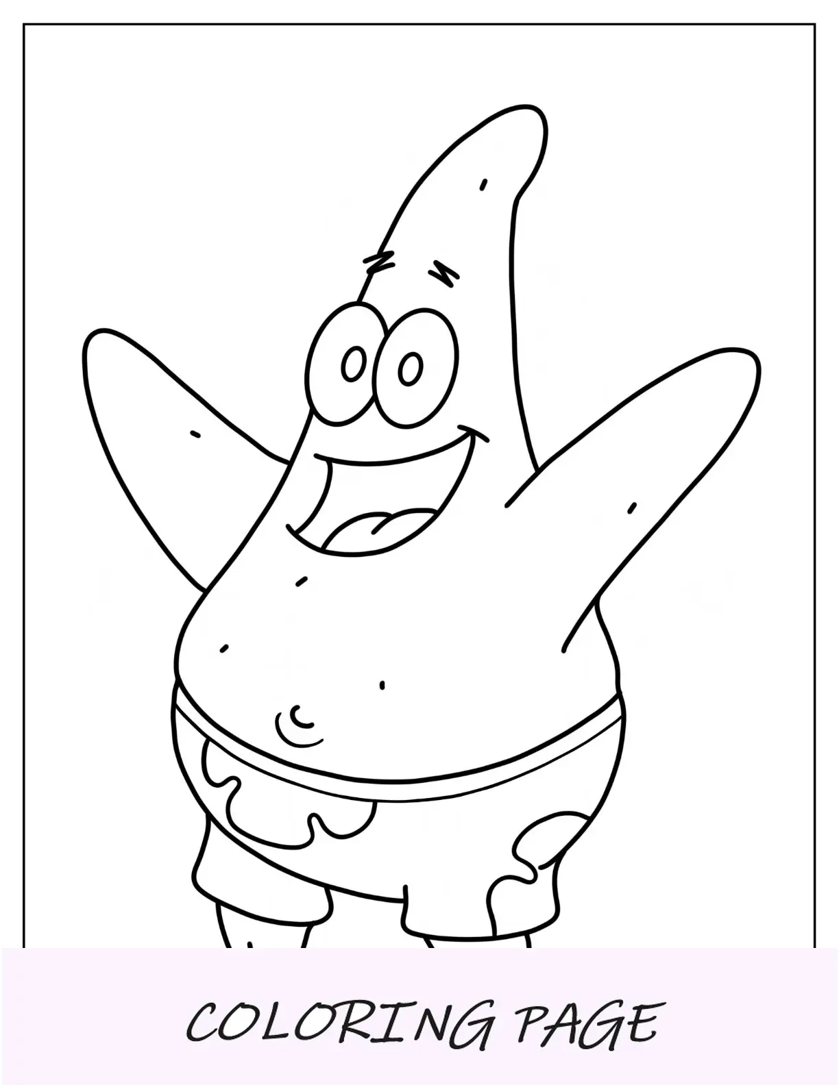 Página para colorir estrela do mar de Patrick Star do Bob Esponja