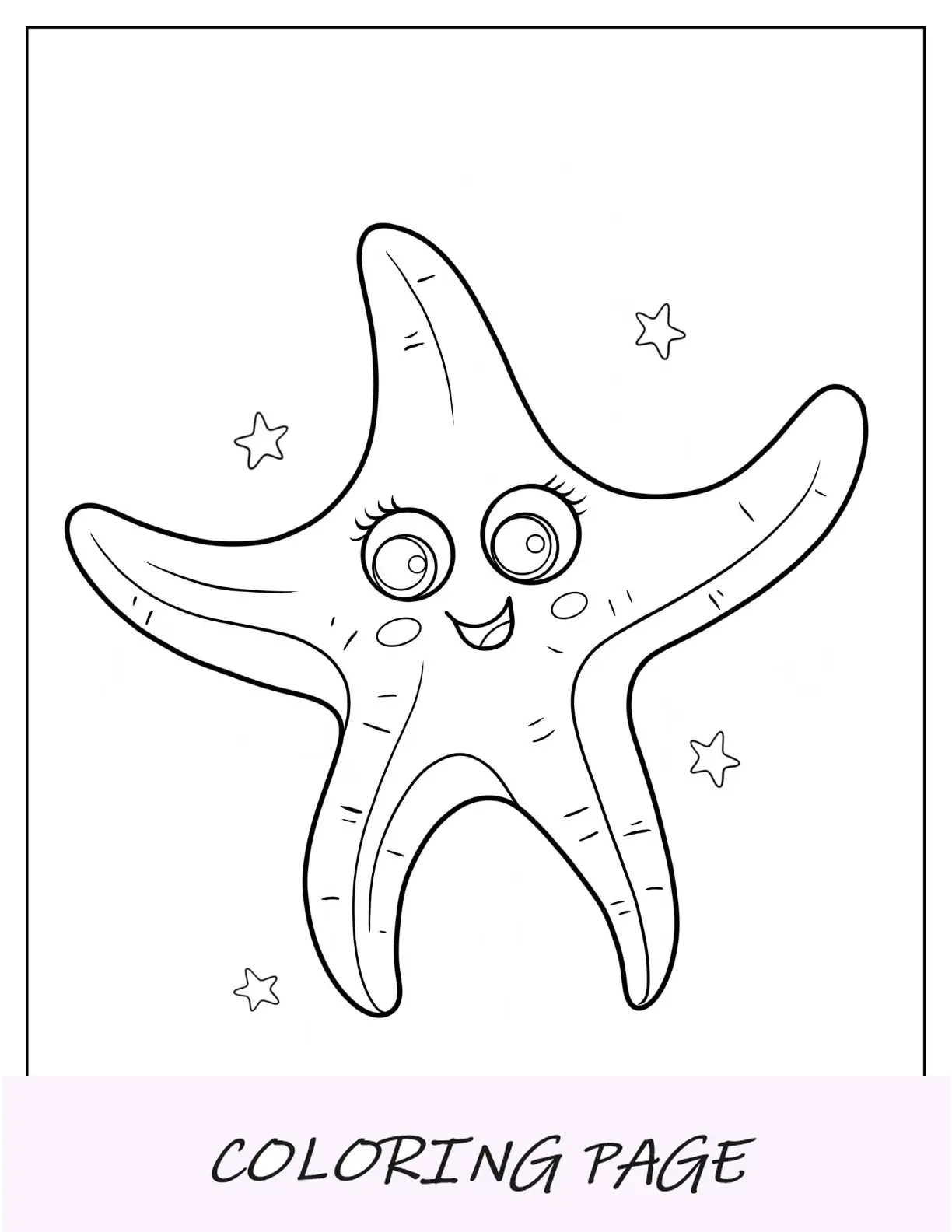 Página para colorir estrela do mar feminina Kawaii