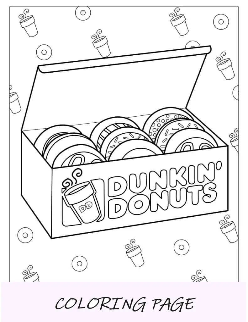 Folha para colorir de dúzias de Dunkin Donuts