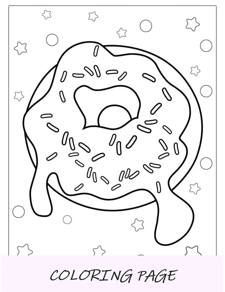 Contorno simples de donut com cobertura para colorir