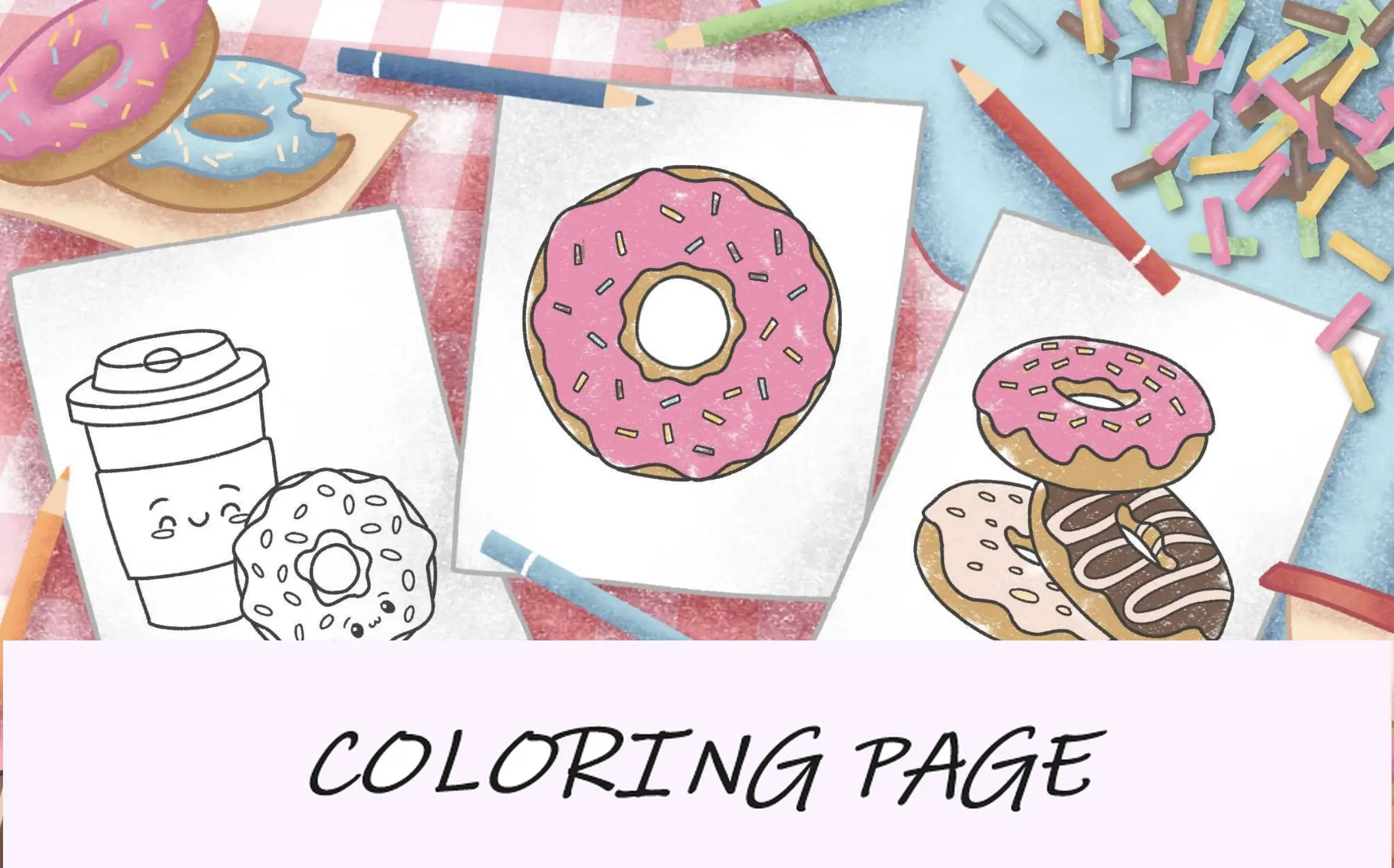 imagem de recurso de páginas para colorir de donut