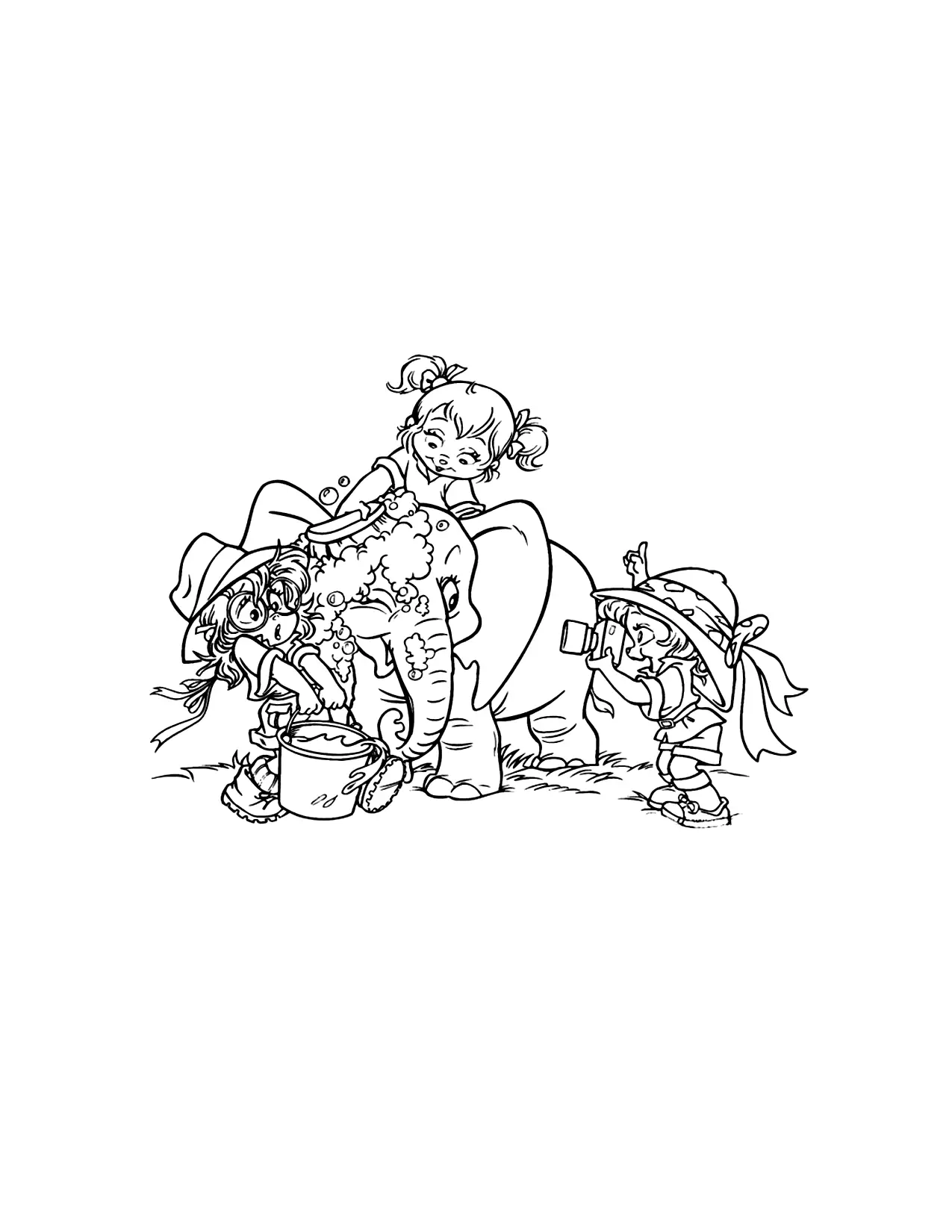 Chipettes Washing Elephant Coloring Page